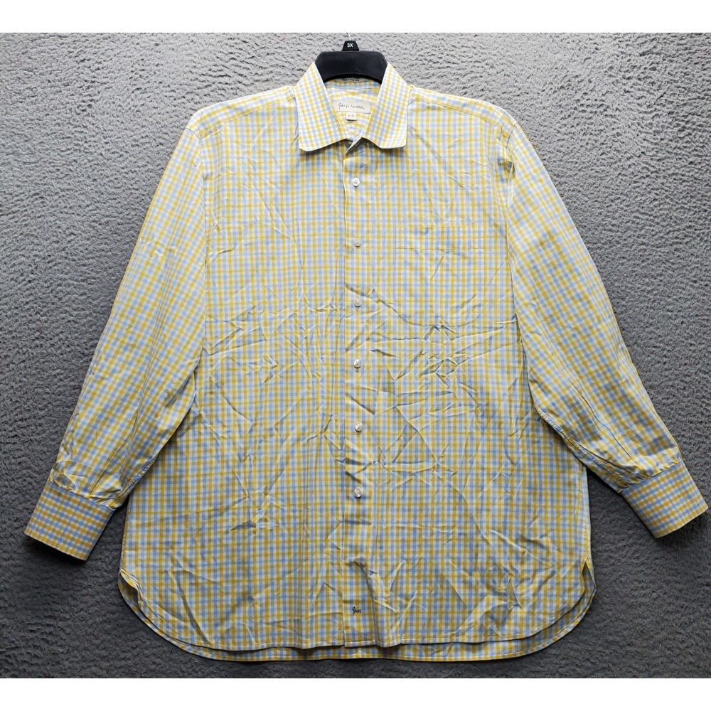 John W. Nordstrom Dress Shirt Mens 17 Multi Gingham Formal Business Button-Up
